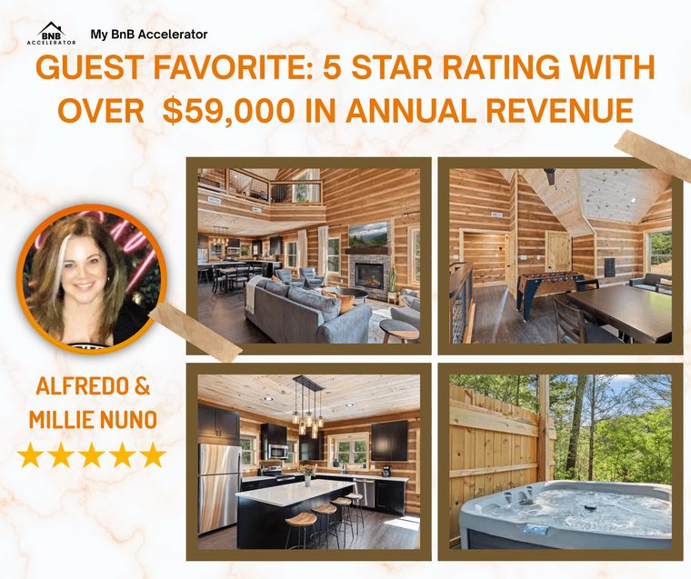 Alfredo &amp; Millie N., Sevierville, Tennessee. Guest Favorite with a 5 star rating and over $59,000 in annual revenue