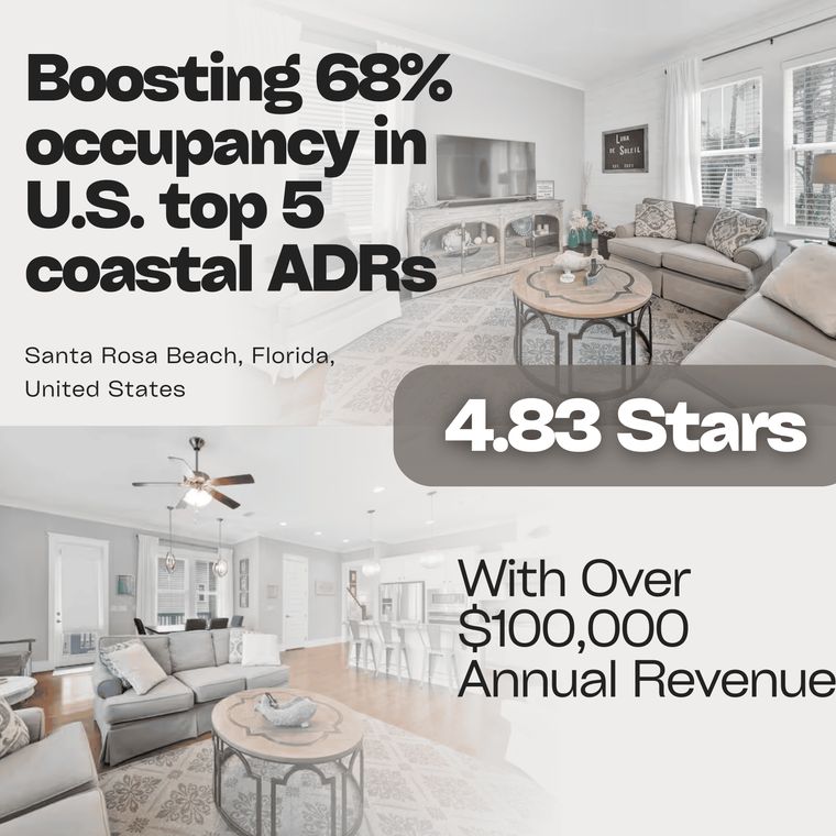 Peter E., Santa Rosa Beach, Florida. 68% occupancy in one of the top five US coastal ADR markets